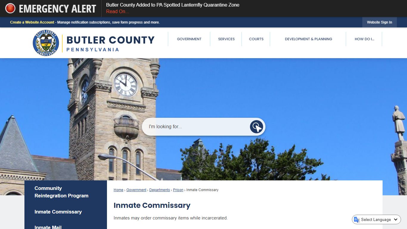 Inmate Commissary | Butler County, PA
