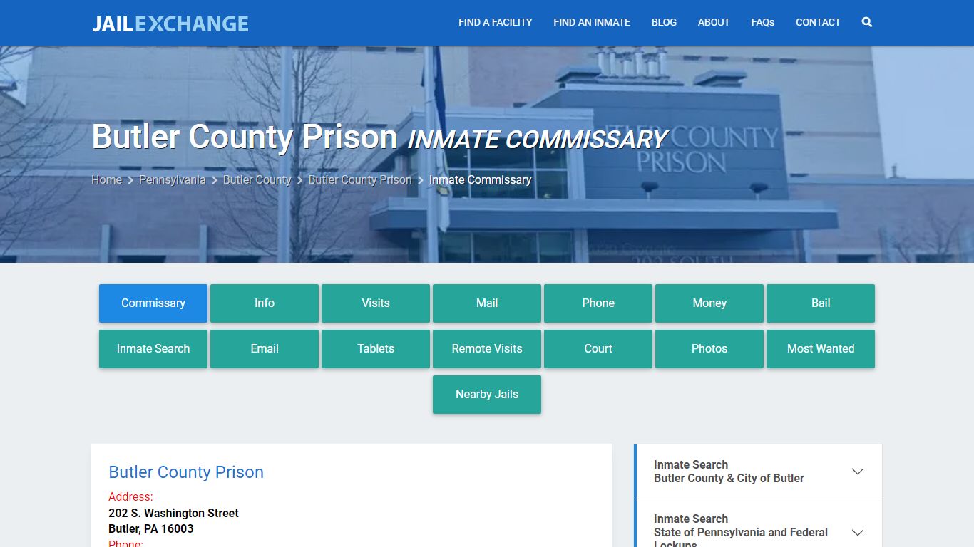 Inmate Commissary, Care Packs - Butler County Prison, PA - Jail Exchange