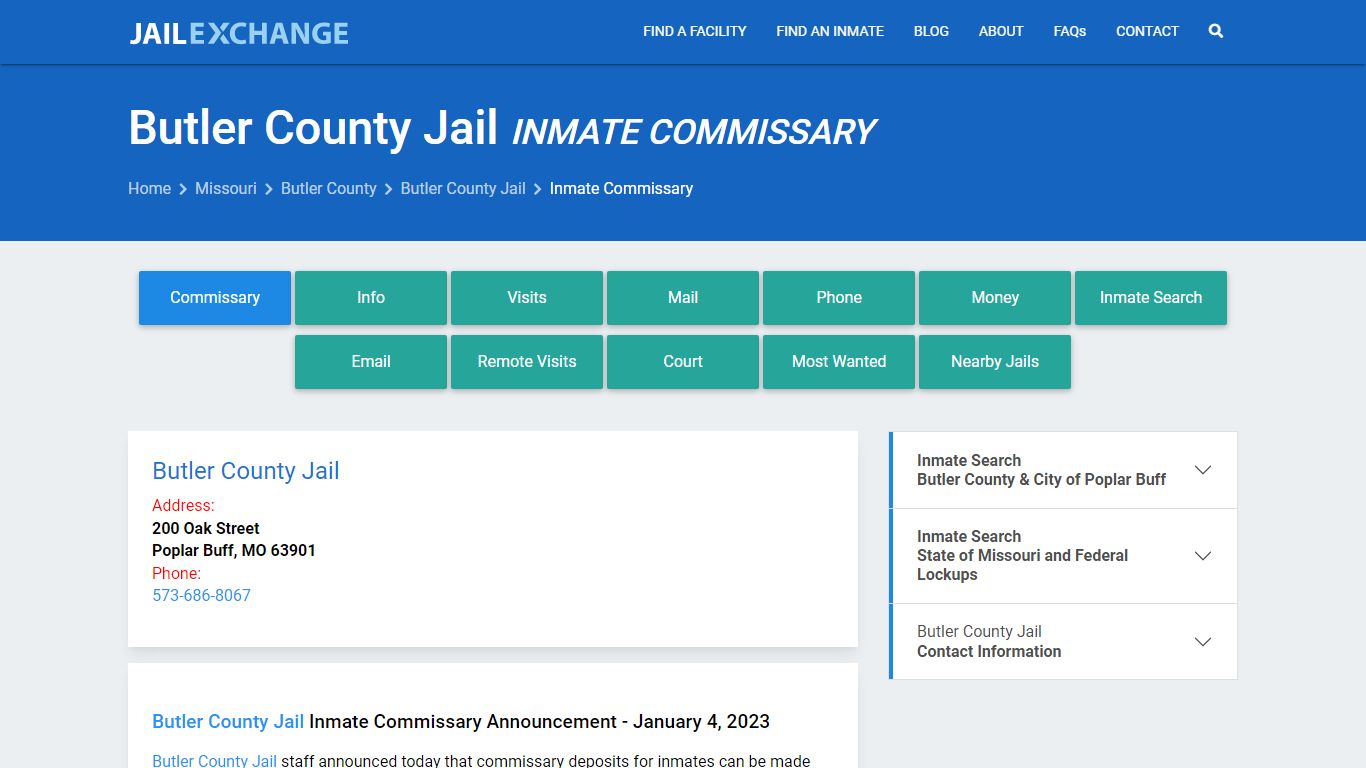 Inmate Commissary, Care Packs - Butler County Jail, MO